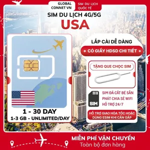 Sim Du Lịch USA Hoa Kỳ MỸ [1 - 30 Ngày] 4G/ 5G Tốc Độ Cao Và Ổn Định - Tặng Kèm Cây Chọc Sim