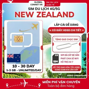 Sim Du Lịch NEW ZEALAND [10 - 30 Ngày] 4G/ 5G Tốc Độ Cao Và Ổn Định - Tặng Kèm Cây Chọc Sim