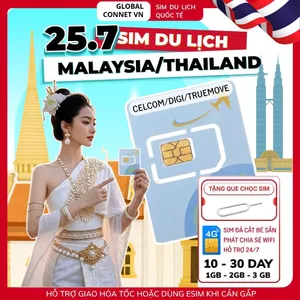 Sim Du Lịch MALAYSIA - THÁI LAND [10 - 30 Ngày] 4G/ 5G Tốc Độ Cao Và Ổn Định- Tặng Kèm Cây Chọc Sim