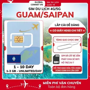 Sim Du Lịch GUAM - SAIPAN [1 - 10 Ngày] 4G/ 5G Tốc Độ Cao Và Ổn Định - Tặng Kèm Cây Chọc Sim