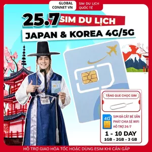 Sim Du Lịch NHẬT BẢN - HÀN QUỐC [1 - 10 Ngày] 4G/ 5G Tốc Độ Cao Và Ổn Định - Tặng Kèm Cây Chọc Sim