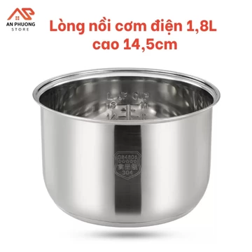 Lòng nồi cơm điện, ruột nồi cơm điện chất liệu Inox lòng nồi cơm điện 1,8 lít cao 14,5cm