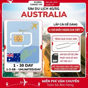 Sim Du Lịch AUSTRALIA ÚC [1 - 30 Ngày] 4G/ 5G Tốc Độ Cao Và Ổn Định, Gói Cước Đa Dạng - Tặng Kèm Cây Chọc Sim"