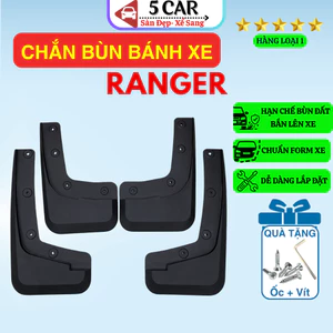 Chắn Bùn xe Ford Ranger 2014-NAY - Bộ 4 tấm Ngăn bùn đất bắn lên xe, Tặng Kèm ốc vít