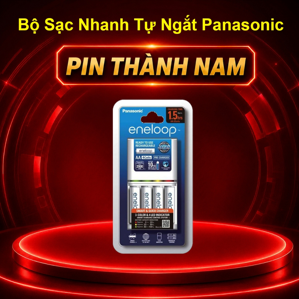 Bộ Sạc Pin Panasonic Eneloop Nhanh , Tự Ngắt BQ-CC55 Kèm 4 Pin Eneloop ...