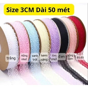 Ruy Băng Ren size 3cm Cuộn 50M Thắt Nơ, Buộc Quà, Gói Hoa,Trang Trí decor