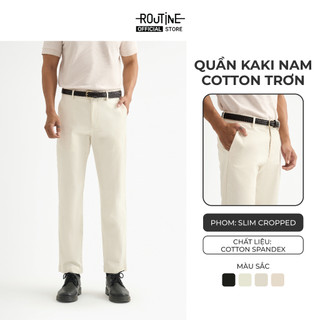Quần Kaki Nam Cotton Trơn Form Slim Cropped - Routine 10S25PCA015