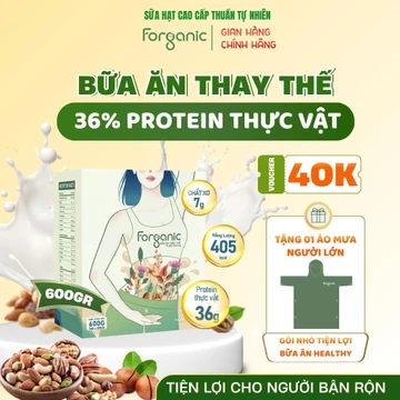 Sữa Hạt Thay Thế Bữa ăn Forganic - Sữa hạt thuần chay 20 loại hạt bổ sung đạm thực vật 36% - Hộp 600G (20 Gói)
