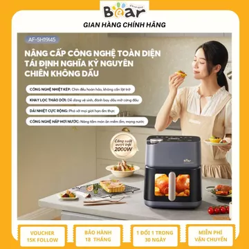 Nồi Chiên Không Dầu Bear 6L Lò Nướng Nồi Chiên Hơi Nước Nồi Chiên Không Dầu Nướng Bánh AF-5H19I45