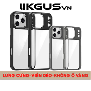 Ốp Lưng LikgusVn Lưng Trong Chống Ố Vàng Viền Màu Cho IP 12-13-14-15-16-17 Promax Bảo Vệ Cam Nhô Cao