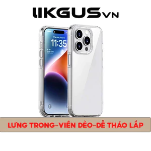 Ốp Lưng LikgusVn Trong Suốt Viền TPU Chống Sốc Lưng Nhựa PC Cứng Chống Ố Vàng Cho IP11 Đến 17 Promax