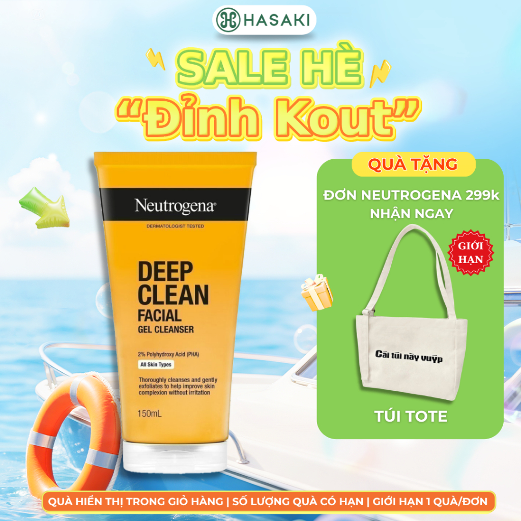 Sữa Rửa Mặt Neutrogena Deep Clean Facial Cleanser Dạng Gel Làm Sạch Sâu 150ml