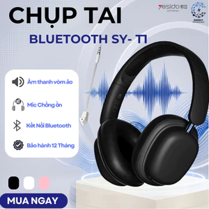 Tai Nghe Bluetooth Chụp Tai SY-T1 Chống Ồn, Có Kèm Mic Rời, Pin Trâu 20H Chuyên Game & Nghe Nhạc
