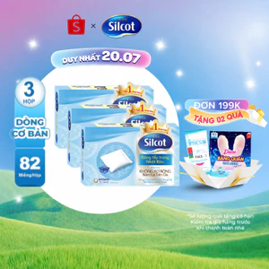 Bộ 3 hộp Bông trang điểm (bông tẩy trang) Silcot 82 miếng/hộp
