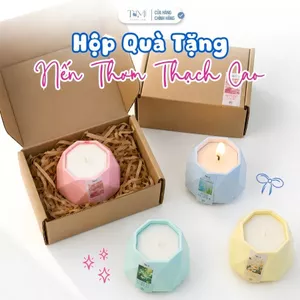 Hộp Quà Tặng Nến Thơm Cốc Thạch Cao, Màu Pastel Xinh Xắn, Tặng Bạn Bè, Người Yêu, Đồng Nghiệp