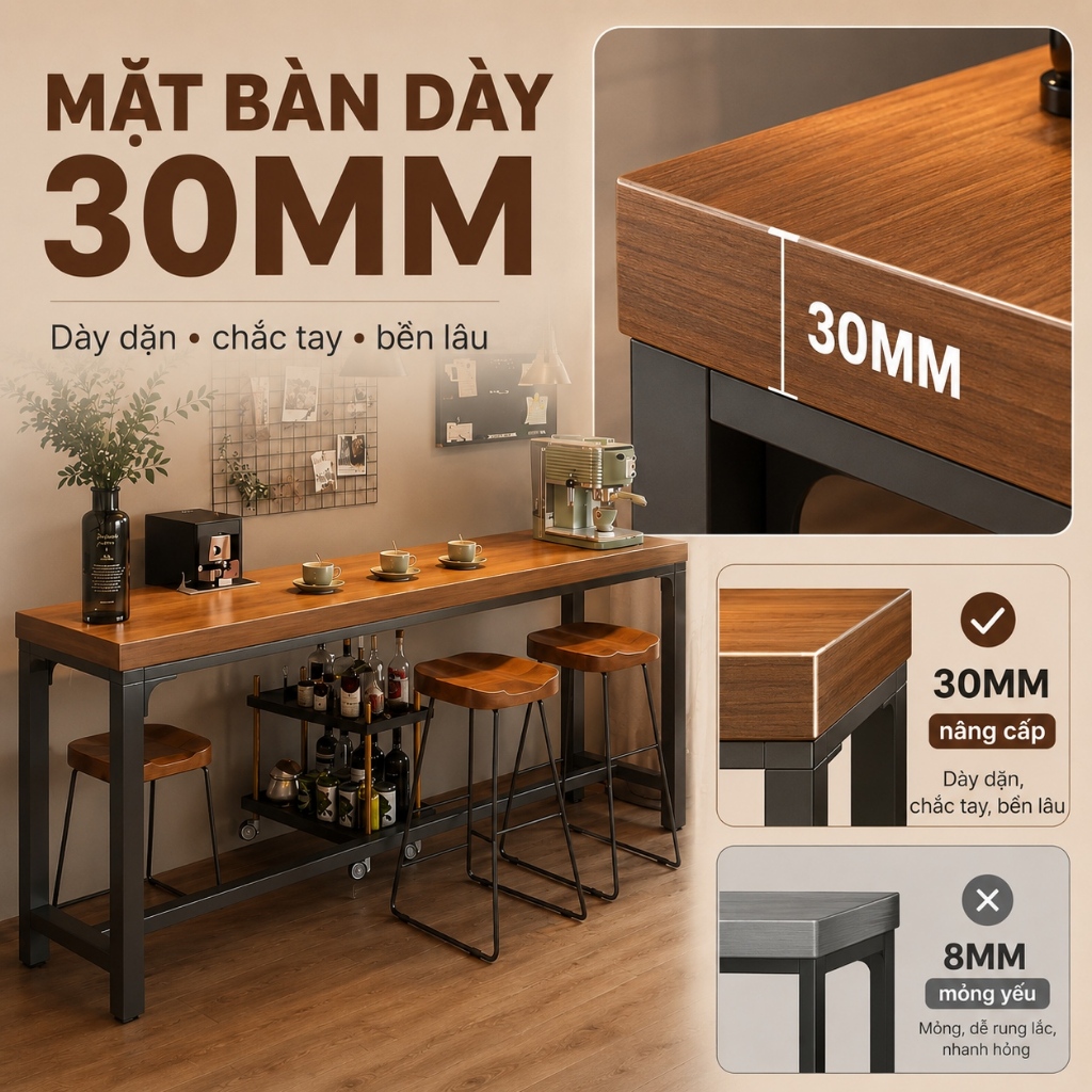 HUHU Bàn quầy bar 1.8m đa năng thiết kế hiện đại chắc chắn phù hợp nhiều không gian | BigBuy360 - bigbuy360.vn