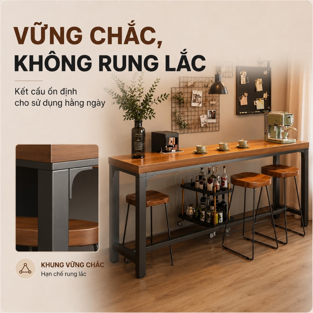 HUHU Bàn quầy bar 1.8m đa năng thiết kế hiện đại chắc chắn phù hợp nhiều không gian | BigBuy360 - bigbuy360.vn