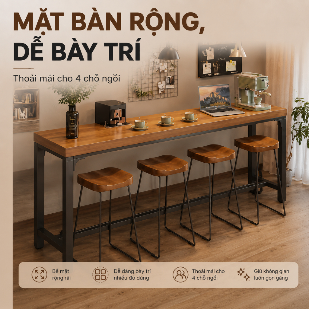 HUHU Bàn quầy bar 1.8m đa năng thiết kế hiện đại chắc chắn phù hợp nhiều không gian | BigBuy360 - bigbuy360.vn
