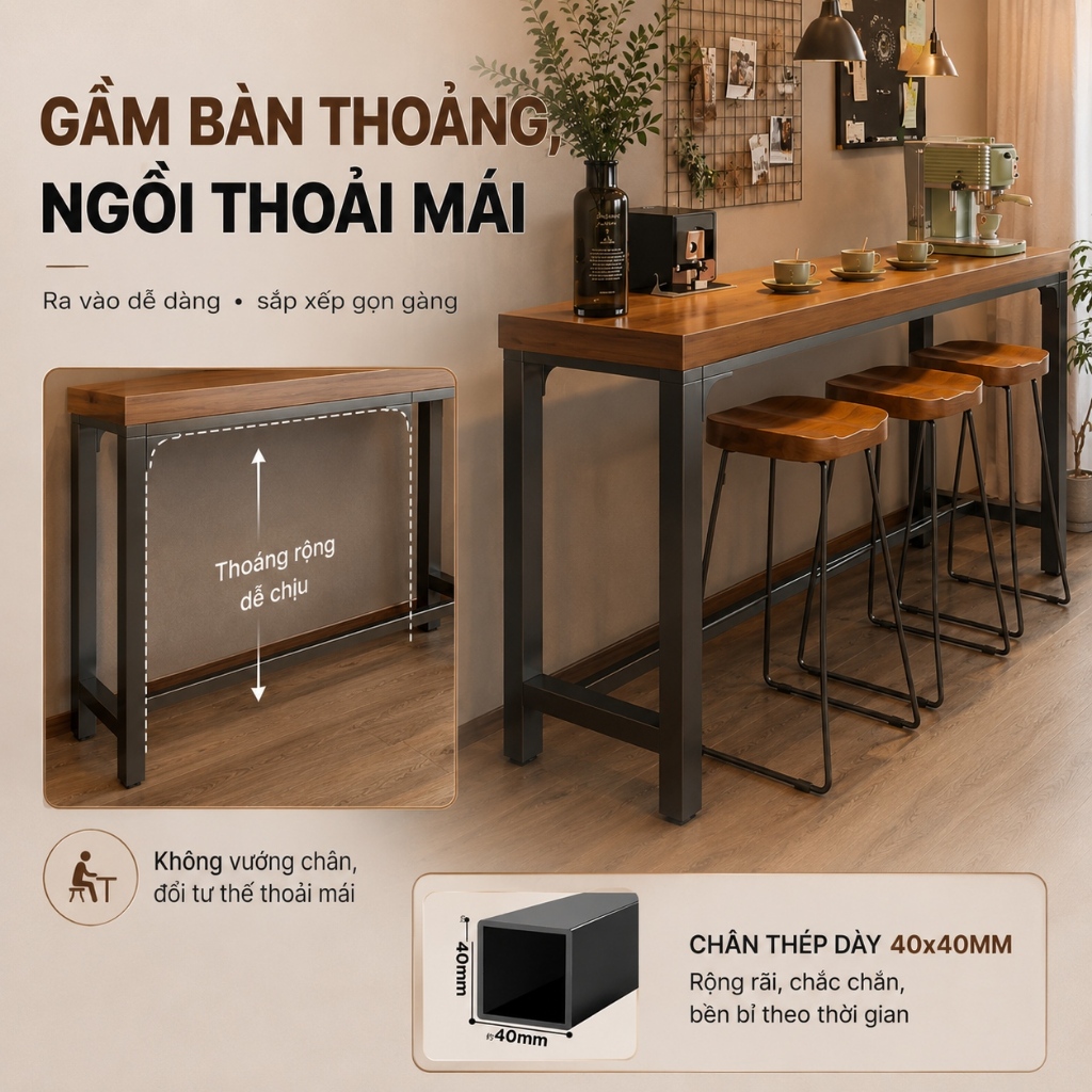 HUHU Bàn quầy bar 1.8m đa năng thiết kế hiện đại chắc chắn phù hợp nhiều không gian | BigBuy360 - bigbuy360.vn