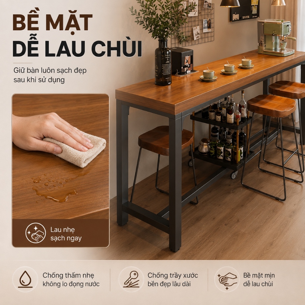 HUHU Bàn quầy bar 1.8m đa năng thiết kế hiện đại chắc chắn phù hợp nhiều không gian | BigBuy360 - bigbuy360.vn