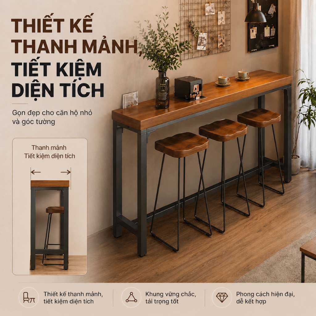 HUHU Bàn quầy bar 1.8m đa năng thiết kế hiện đại chắc chắn phù hợp nhiều không gian | BigBuy360 - bigbuy360.vn