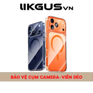 Ốp Lưng LIKGUSVN Trong Suốt Viền Dẻo Chống Sốc-Hỗ Trợ Sạc Ko Dây Dùng Cho IP12-13-14-15-16-17Promax