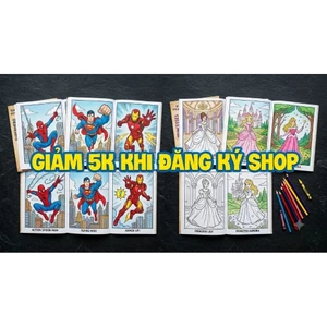 Combo Sách Tô Màu Cho Bé - Hình Siêu Anh Hùng Marvel & Công Chúa Disney Siêu Đẹp
