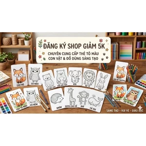 Bộ 24 Thẻ Tô Màu Con Vật Ngộ Nghĩnh Cho Bé Tư Duy Sáng Tạo - Tiệm Vườn Nhỏ (Kèm Hình Mẫu)