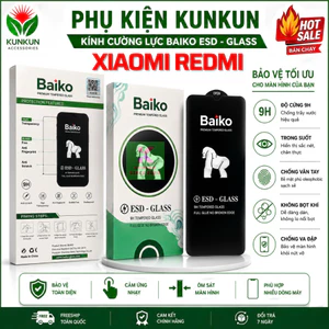 Kính Cường Lực Xiaomi Redmi Note 14 13 12 11 - Full Keo 9H -Trong Suốt HD - Chống Trầy-Full Màn Baiko
