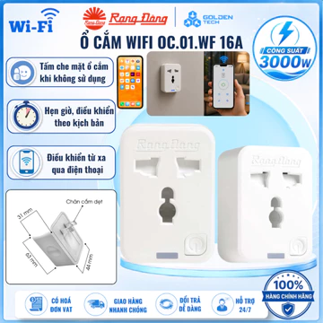 Ổ Cắm Thông Minh 16A - Ổ Cắm Wifi Rạng Đông 3500W - Chức Năng Hẹn Giờ, Điều Khiển Từ Xa - Bảo Hành 1 Năm