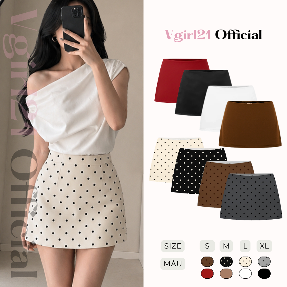 Dottie Skirt – Chân Váy Chấm Bi/Trơn Chữ A Nữ-Kèm Quần Bảo Hộ-Dễ Phối Đồ-Phù Hợp Mùa Hè Mùa Thu
