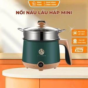 Nồi lẩu mini đa năng 2 tầng tặng vỉ hấp chống dính dung tích 2 lít có thể hấp xào nấu SENOHOME