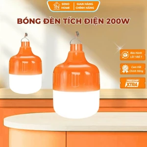 Bóng Đèn Tích Điện Công Suất 100w, 200w Siêu Sáng, Bóng Đèn Led Tích Điện Có Móc Treo Tiện Lợi