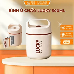 Bình ủ cháo Lucky giữ nhiệt 3 lớp inox 304 500ML tiện lợi cho bé và người bận rộn