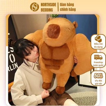 Gấu bông Chuột lang Capybara cơ bắp 6 múi cute vô tri - Gấu bông Capybara - Thú nhồi bông nhập khẩu - Gấu bông giá rẻ