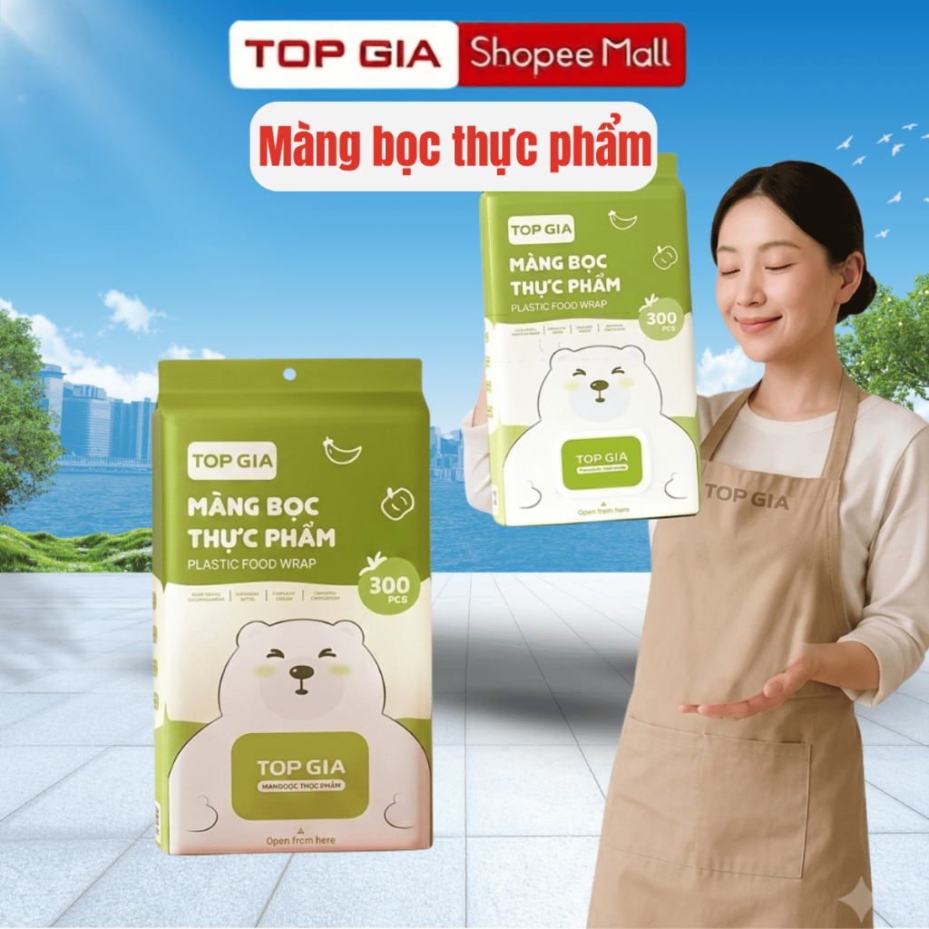Túi màng bọc thực phẩmTopGia treo tường dạng rút  an toàn, tiện lợi, có chun co dãn siêu dai