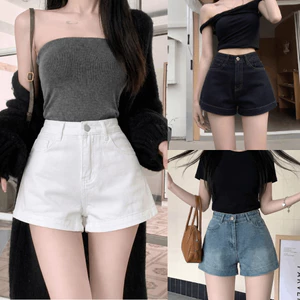 Quần Short Jean Nữ Trắng Xanh Lưng Cao Ống Rộng Quần Sooc Jean Denim Mềm Ôm Eo Form Ngắn HOTTREND MIAA