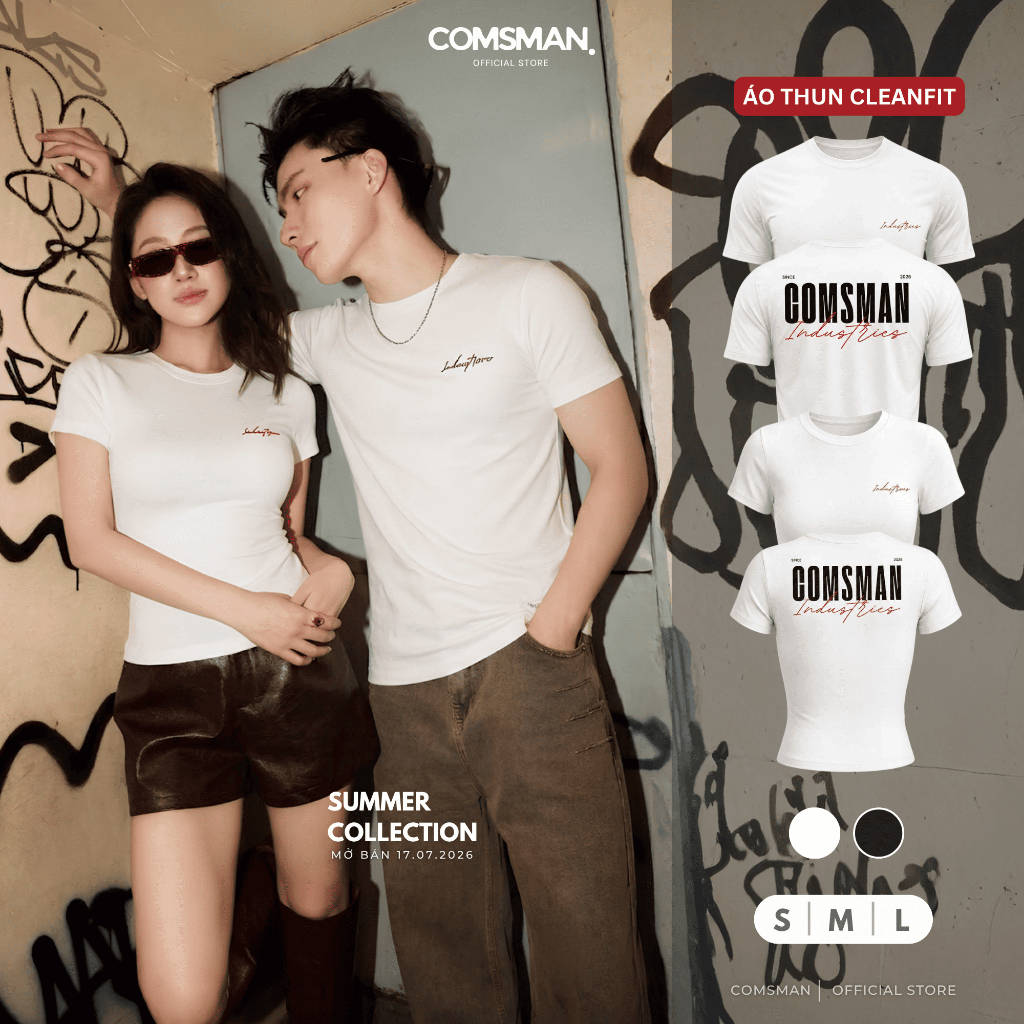 Áo Thun Form Cleanfit Nam Nữ (ComsMiu&ComsMan) Chất Liệu Thun Lạnh Co Giãn 4 Chiều - MAN8688