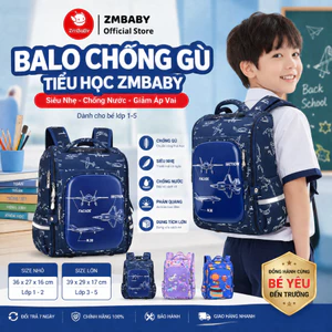 Balo chống gù học viên cấp 1 ZMCG-40 Cặp sách tiểu học chống nước, cặp chống gù cho bé trai, bé gái
