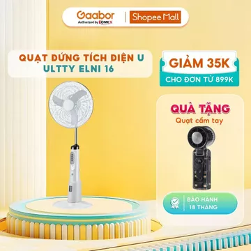 Quạt Tích Điện Dáng Đứng Cao Cấp U ULTTY ELNI 16, Pin Lithium hoạt động bền bỉ lên tới 15 tiếng