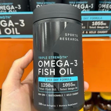 🐠🐬 [HSD 01/2029] Dầu cá Sports Research Triple Strength Omega-3 Fish Oil 1250mg 150 viên từ MỸ 🐋🐬
