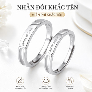 925 Silver Couple Rings, adjustable, engravable by EJ Đồ Trang Sức Tùy Chỉnh