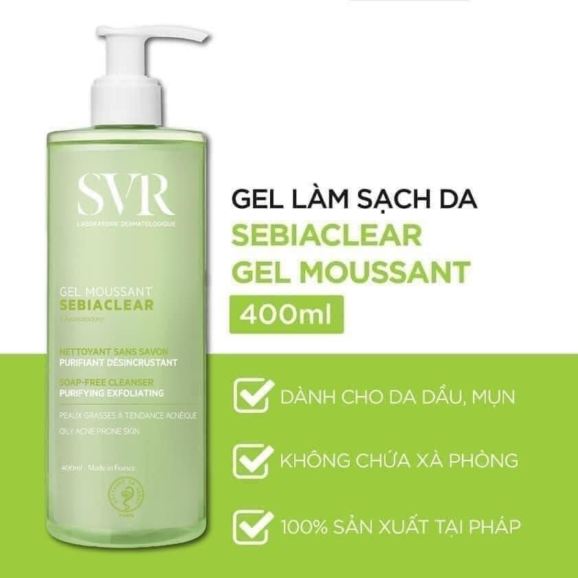 Sữa Rửa Mặt SVR – Srm Svr Dành Cho Da Dầu Mụn Và Da Nhạy Cảm Hàng Pháp Chuẩn Chính Hãng 400ml