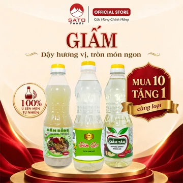 Giấm Sato Foods 500ml - Giấm Táo, Giấm Gạo, Giấm Bỗng Đóng Chai, Lên Men Tự Nhiên, Tốt Cho Sức Khỏe