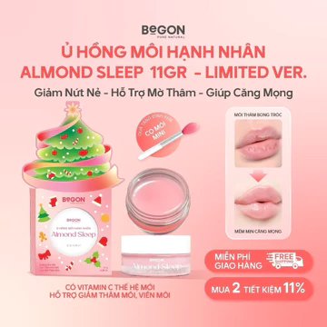 Size lớn 11g | Ủ Hồng Môi Hạnh Nhân BeGON Almond Sleep -Son Dưỡng Hỗ Trợ Giảm Thâm, Dưỡng Ẩm & Làm Hồng Môi
