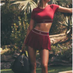 🔥HOT 2026🔥 Set Bộ Tennis Nữ AL0 Xuất Mỹ Cao Cấp YS419A | Áo Croptop Thể Thao + Chân Váy Xếp Ly Có Quần, Pickleball Gym — ảnh 5