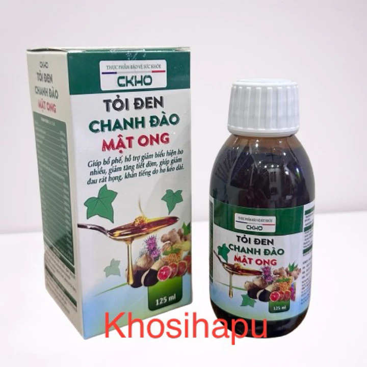 Siro Cao lá thường xuân Tỏi đen mật ong chanh đào hỗ trợ giảm ho tiêu đờm khoẻ mạnh hô hấp chính hãng 100ml