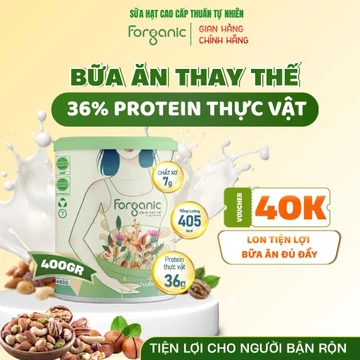 Sữa Hạt Thay Thế Bữa ăn Forganic - Sữa hạt thuần chay 20 loại hạt bổ sung đạm thực vật - Lon 400G