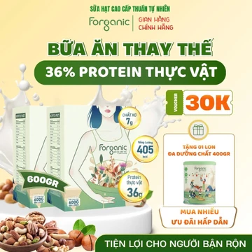 (Combo 2) Sữa Hạt Thay Thế Bữa ăn Forganic - Sữa hạt thuần chay 20 loại hạt bổ sung đạm thực vật 36% - Hộp 600G