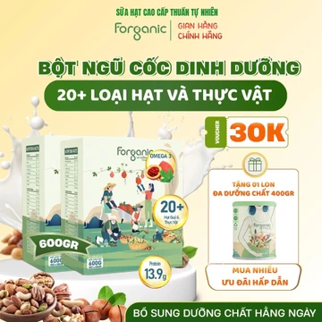 (Combo 2) Sữa Hạt Thuần Chay Forganic - Sữa hạt Gấc kết hợp hơn 20 loại hạt dinh dưỡng, Sữa bột dinh dưỡng, Hộp 600G